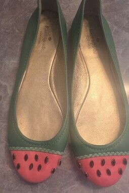 kate spade Green and Pink Embellished Ballet Flats